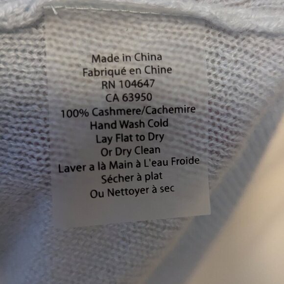 Cashmere Kinross Ombre Vee Sweater Blue White Boho Size Large Heritagecore - Picture 6 of 7